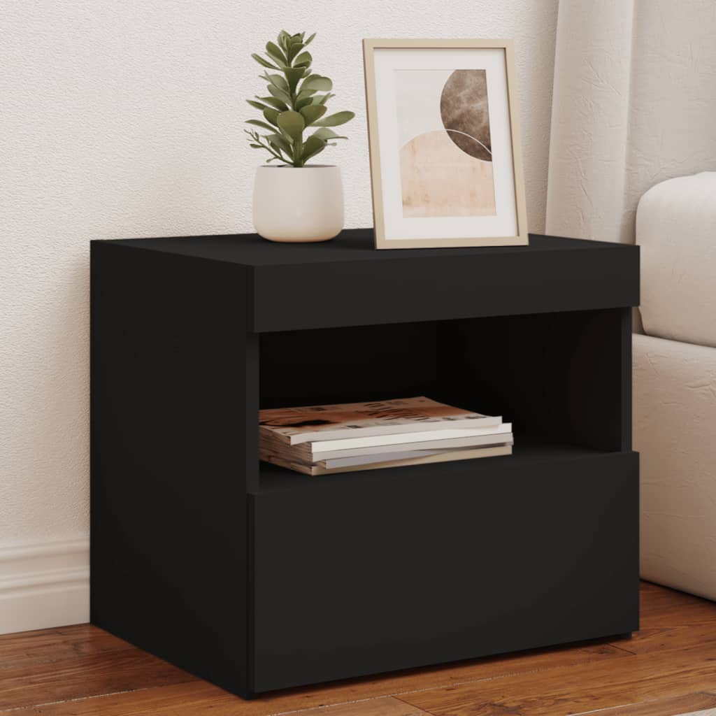 vidaXL Bedside Cabinet | Black | Engineered wood | 50x40x45 cm | Bedside Cabinet