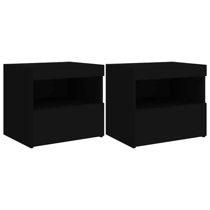 vidaXL Bedside Cabinet | Set of 2 | Black | Engineered wood | Medium