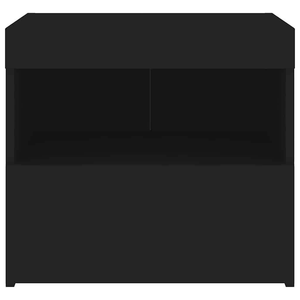 vidaXL Bedside Cabinets with LED Lights 2 pcs Black 50x40x45 cm