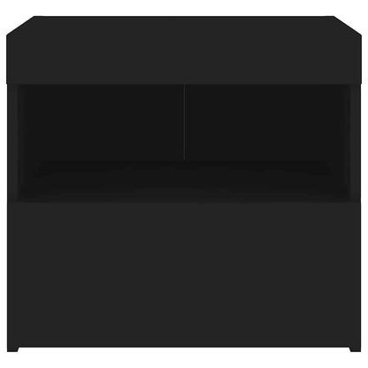 vidaXL Bedside Cabinets with LED Lights 2 pcs Black 50x40x45 cm