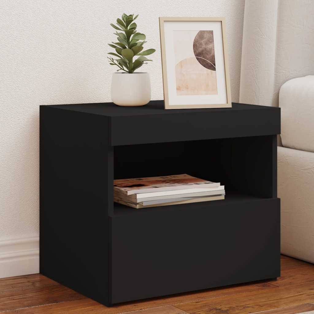 vidaXL Bedside Cabinet | Set of 2 | Black | Engineered wood | Medium