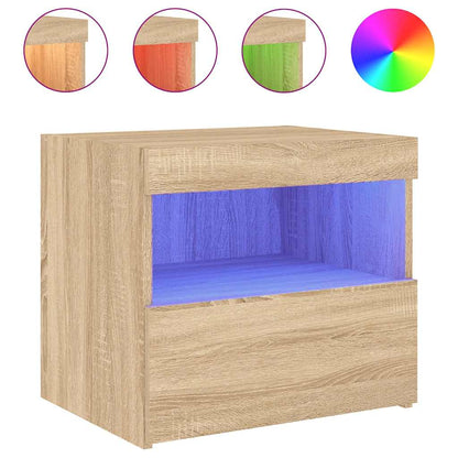 vidaXL Bedside Cabinet with LED Lights Sonoma Oak 50x40x45 cm