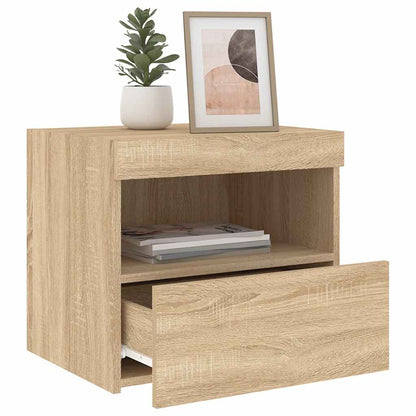 vidaXL Bedside Cabinet with LED Lights Sonoma Oak 50x40x45 cm
