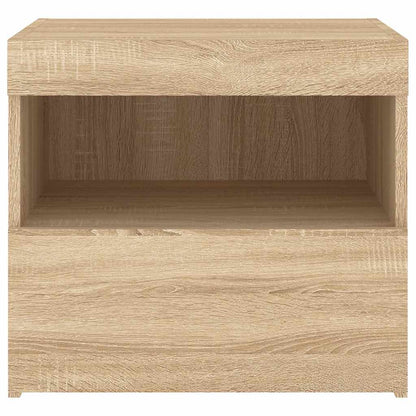 vidaXL Bedside Cabinet with LED Lights Sonoma Oak 50x40x45 cm