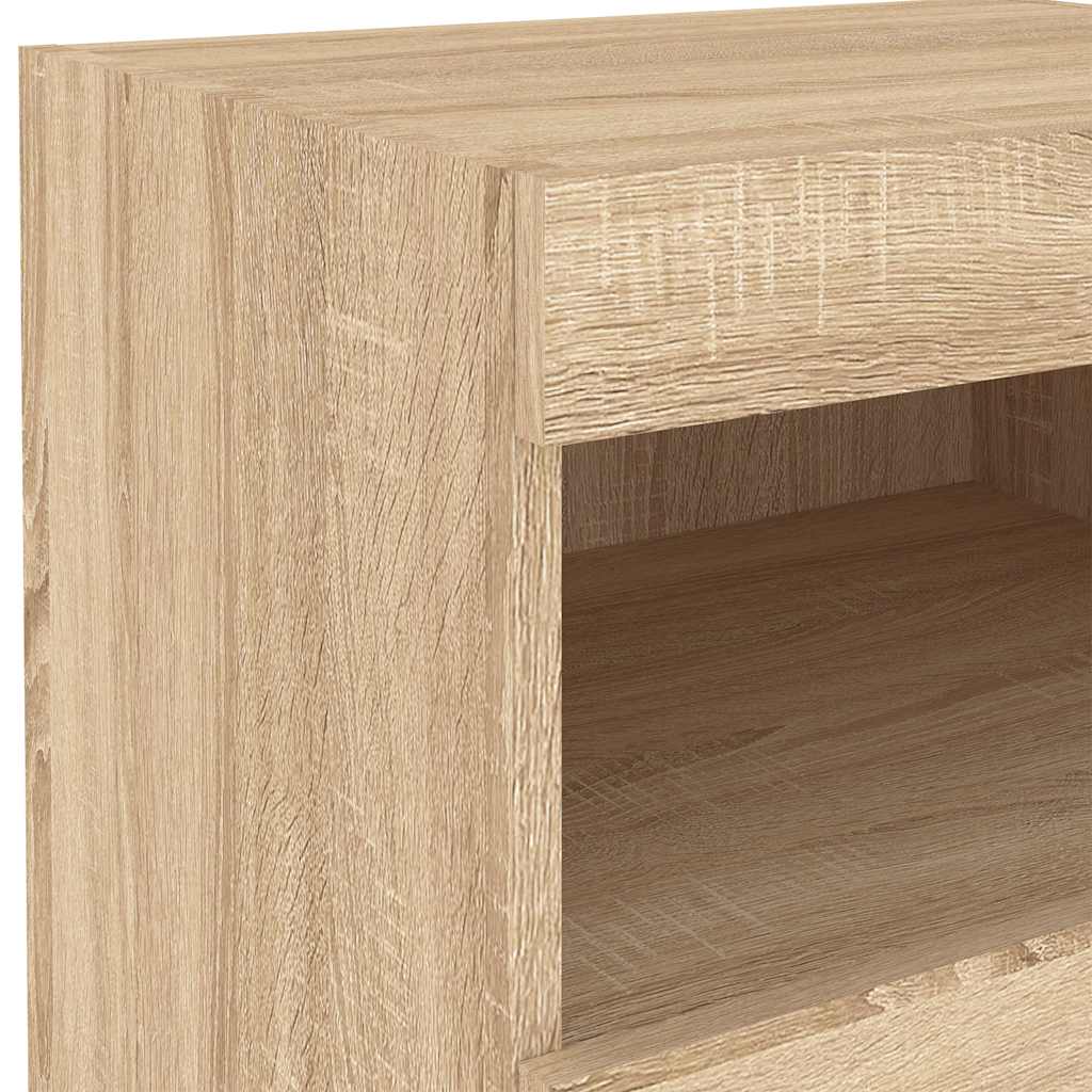 vidaXL Bedside Cabinets with LED Lights 2 pcs Sonoma Oak 50x40x45 cm
