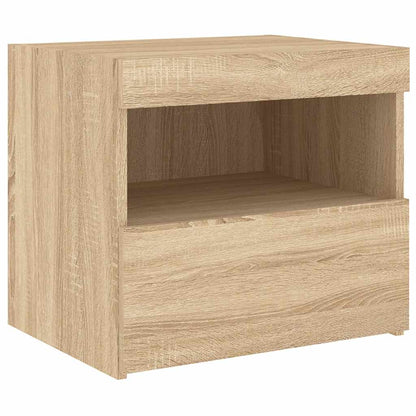 vidaXL Bedside Cabinets with LED Lights 2 pcs Sonoma Oak 50x40x45 cm