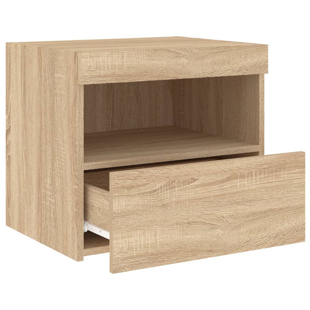 vidaXL Bedside Cabinets with LED Lights 2 pcs Sonoma Oak 50x40x45 cm