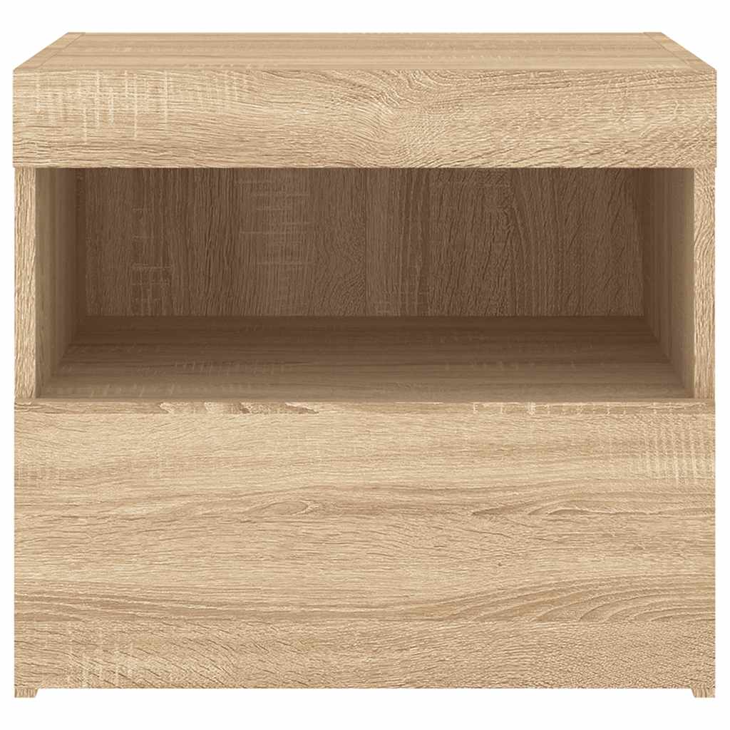 vidaXL Bedside Cabinets with LED Lights 2 pcs Sonoma Oak 50x40x45 cm