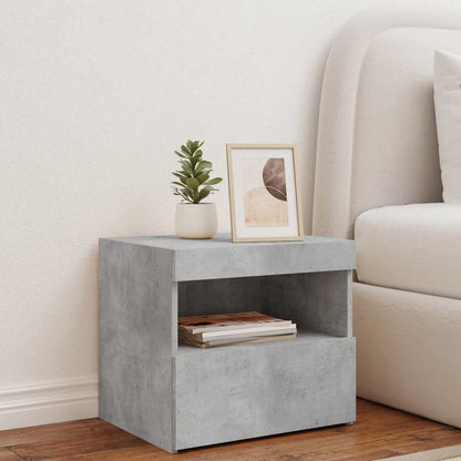 vidaXL Bedside Cabinet with LED Lights Concrete Grey 50x40x45 cm
