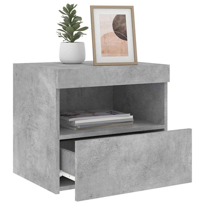 vidaXL Bedside Cabinet with LED Lights Concrete Grey 50x40x45 cm