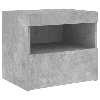 vidaXL Bedside Cabinet with LED Lights Concrete Grey 50x40x45 cm