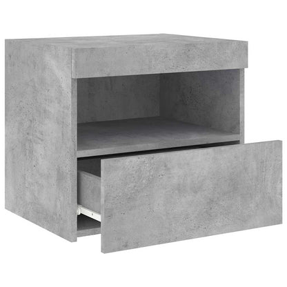 vidaXL Bedside Cabinet with LED Lights Concrete Grey 50x40x45 cm