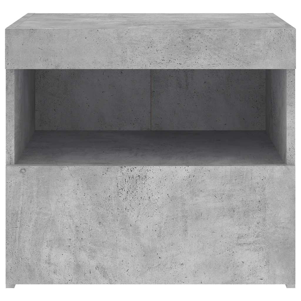 vidaXL Bedside Cabinet with LED Lights Concrete Grey 50x40x45 cm