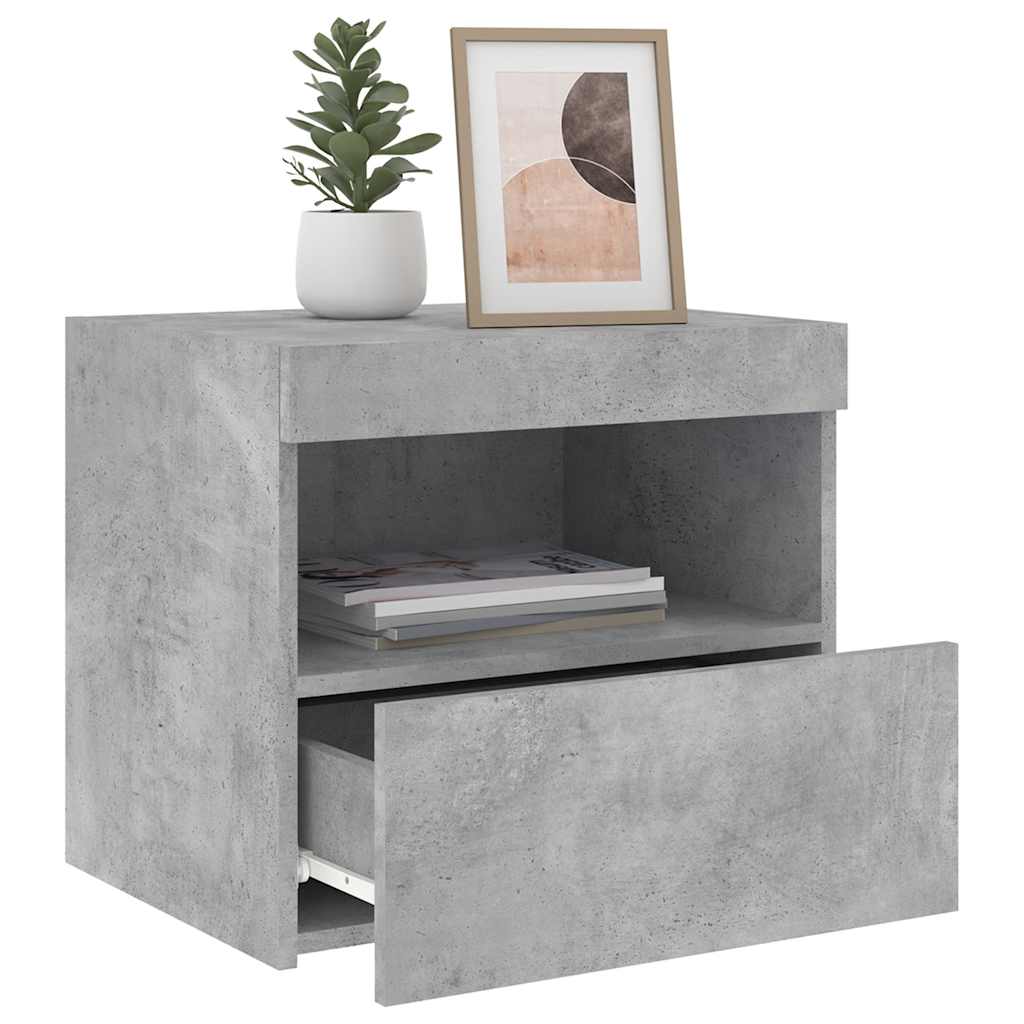 vidaXL Bedside Cabinets with LED Lights 2 pcs Concrete Grey 50x40x45 cm