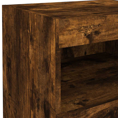 vidaXL Bedside Cabinets with LED Lights 2 pcs Smoked Oak 50x40x45 cm