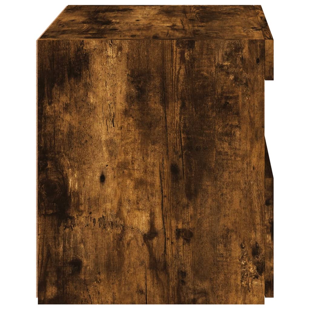 vidaXL Bedside Cabinets with LED Lights 2 pcs Smoked Oak 50x40x45 cm
