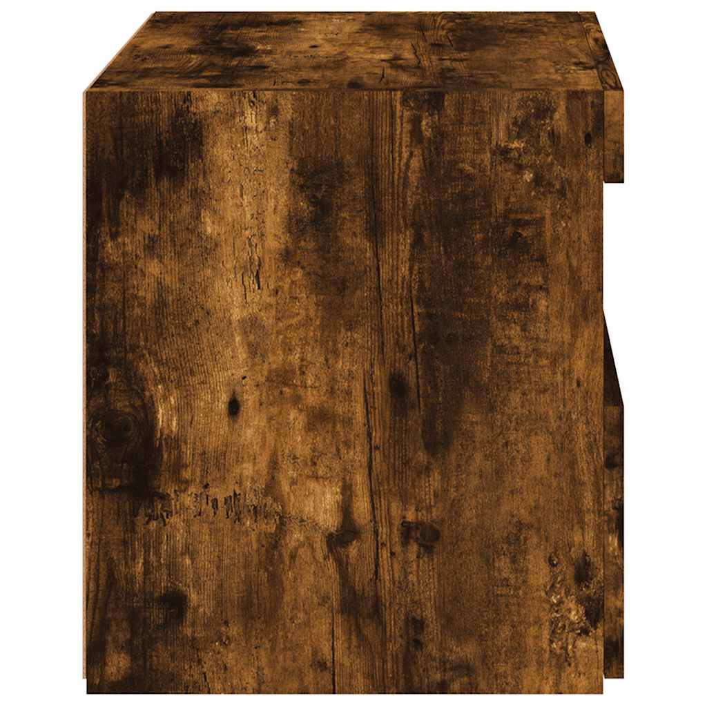 vidaXL Bedside Cabinets with LED Lights 2 pcs Smoked Oak 50x40x45 cm