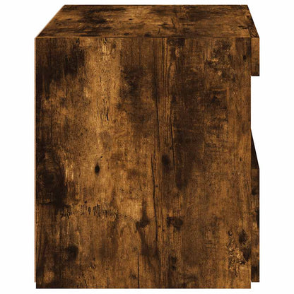 vidaXL Bedside Cabinets with LED Lights 2 pcs Smoked Oak 50x40x45 cm