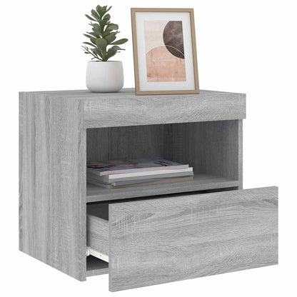 vidaXL Bedside Cabinet with LED Lights Grey Sonoma 50x40x45 cm