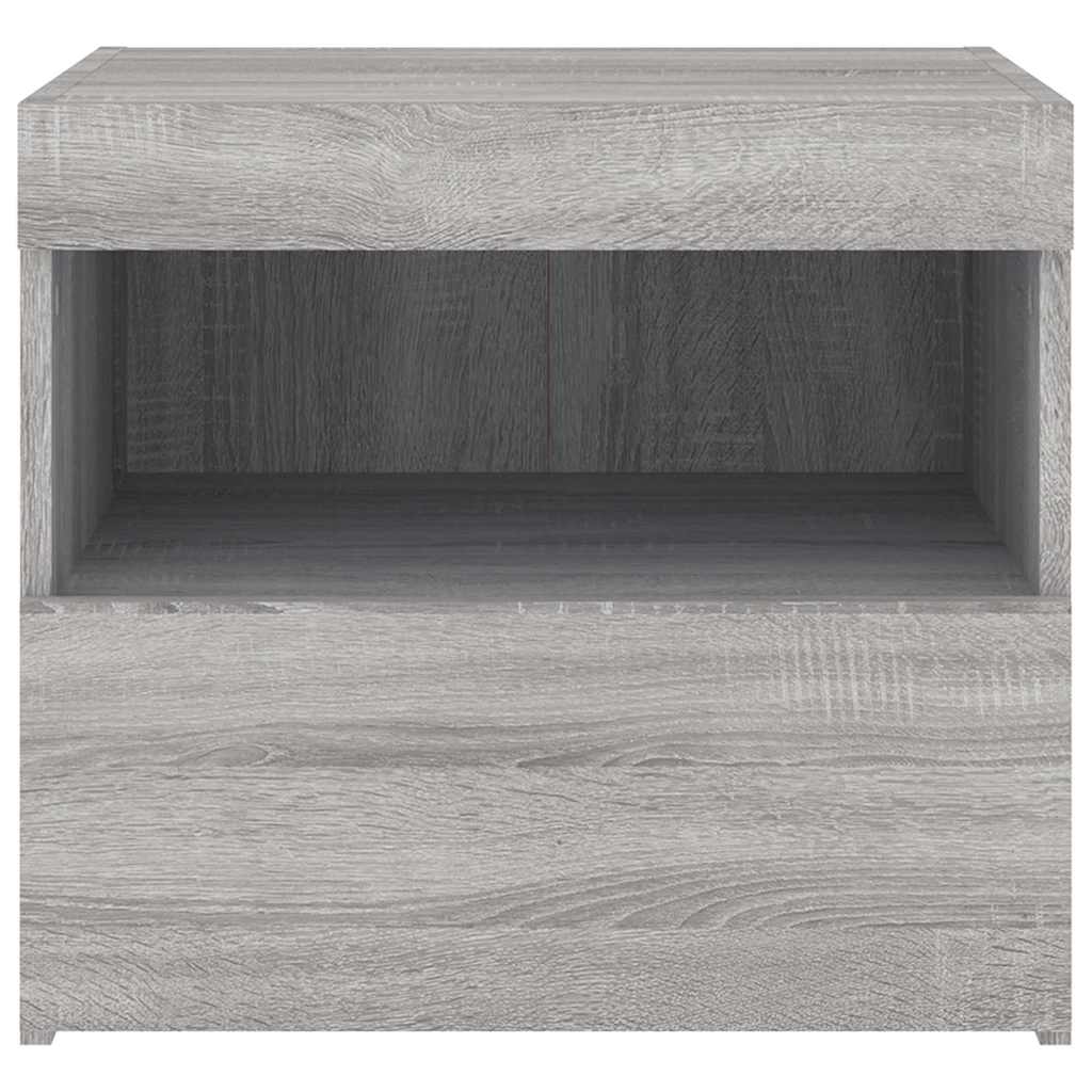 vidaXL Bedside Cabinet with LED Lights Grey Sonoma 50x40x45 cm