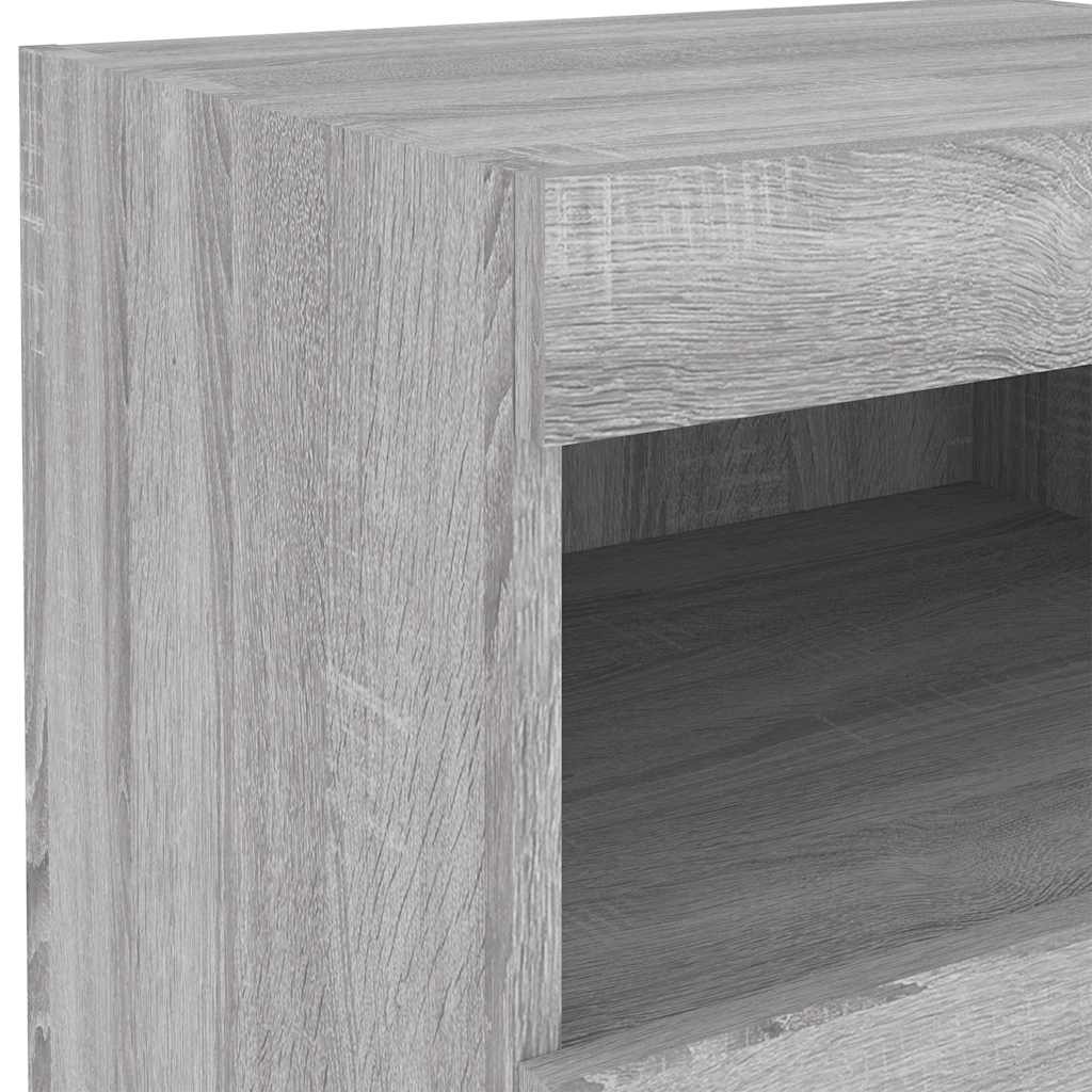 vidaXL Bedside Cabinets with LED Lights 2 pcs Grey Sonoma 50x40x45 cm