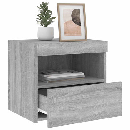 vidaXL Bedside Cabinets with LED Lights 2 pcs Grey Sonoma 50x40x45 cm