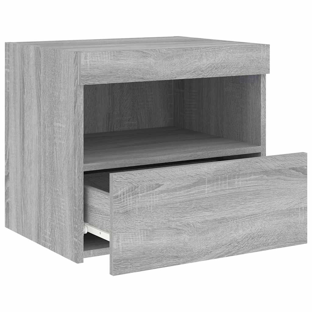 vidaXL Bedside Cabinets with LED Lights 2 pcs Grey Sonoma 50x40x45 cm