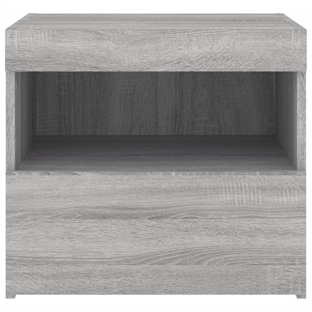 vidaXL Bedside Cabinets with LED Lights 2 pcs Grey Sonoma 50x40x45 cm