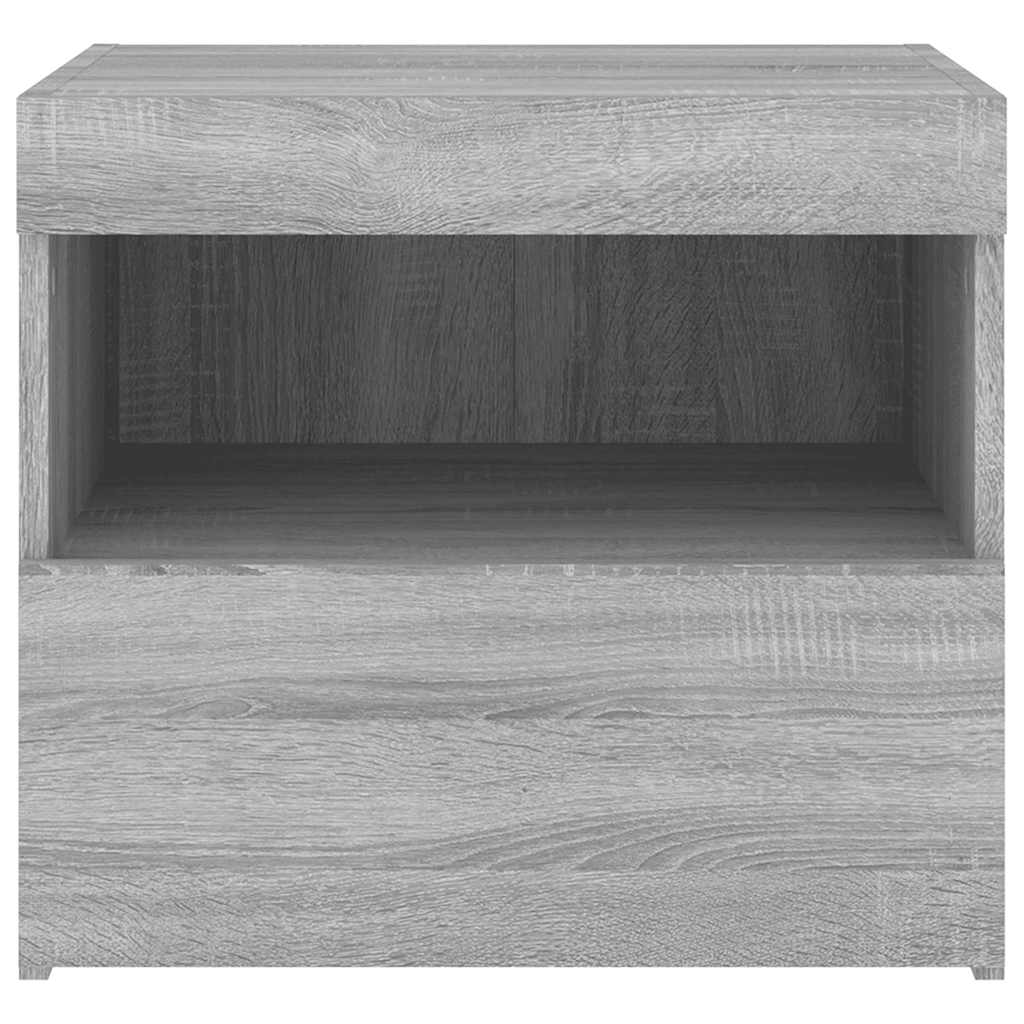 vidaXL Bedside Cabinets with LED Lights 2 pcs Grey Sonoma 50x40x45 cm