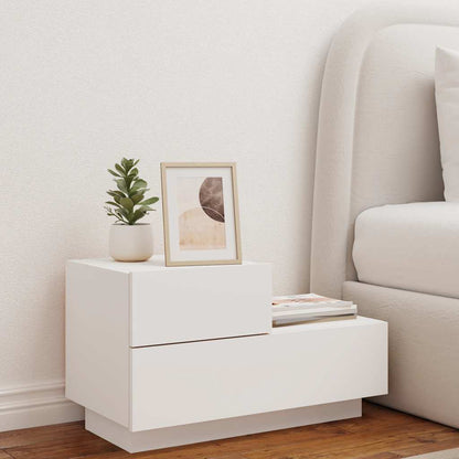 vidaXL Bedside Cabinet with LED Lights White 70x36x40,5 cm
