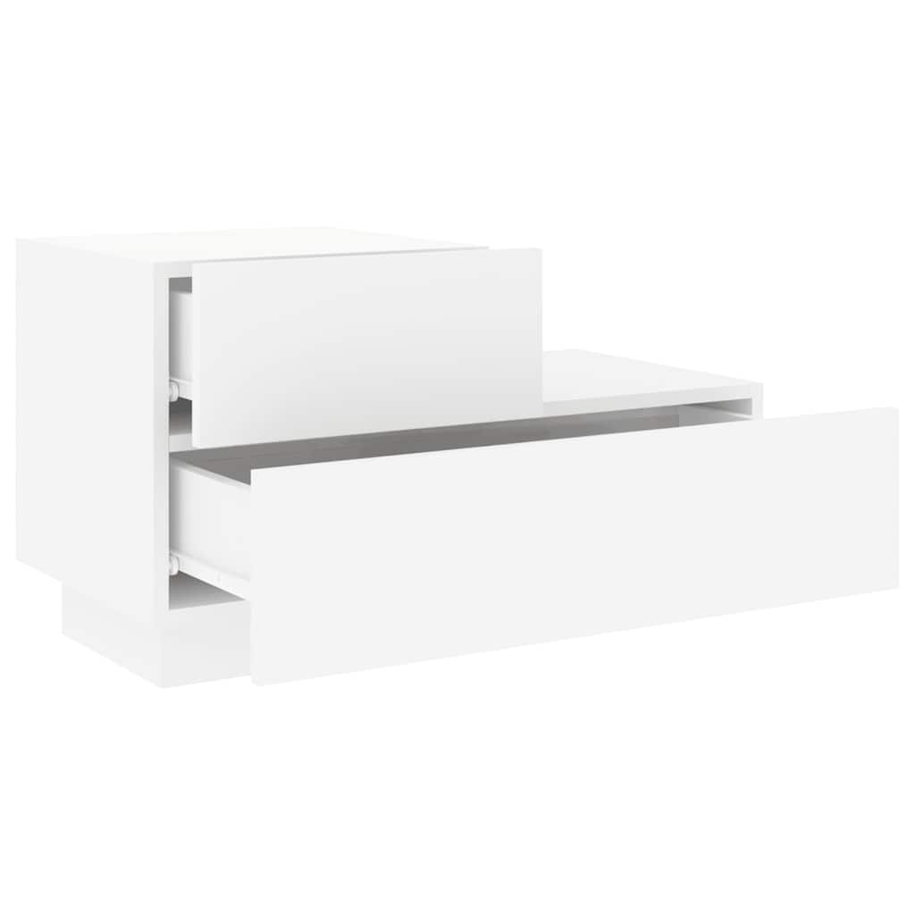 vidaXL Bedside Cabinet with LED Lights White 70x36x40,5 cm