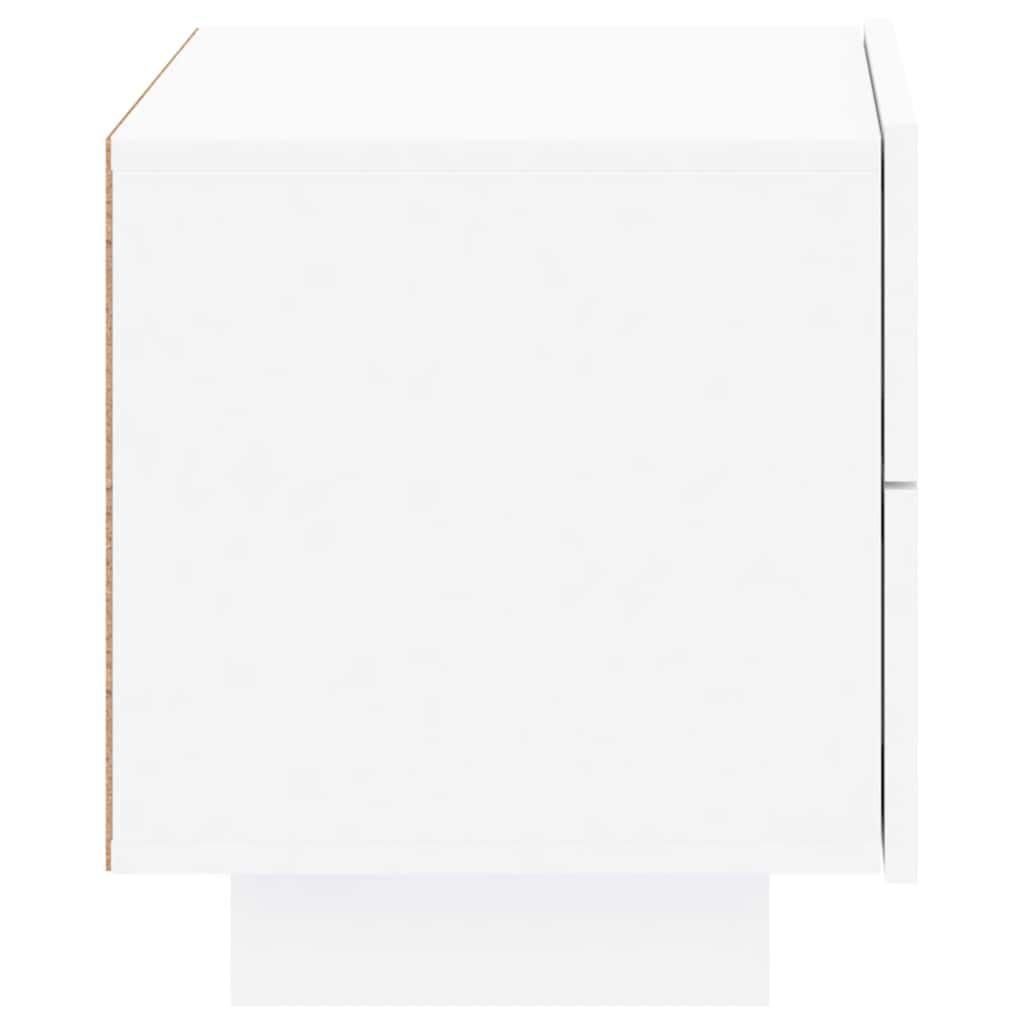 vidaXL Bedside Cabinet with LED Lights White 70x36x40.5 cm