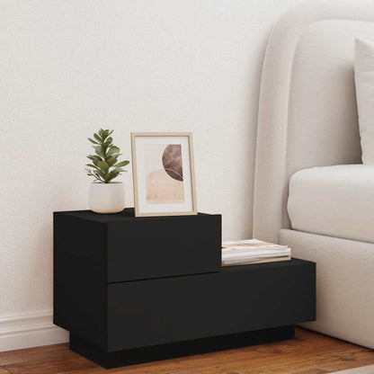 vidaXL Bedside Cabinet with LED Lights Black 70x36x40,5 cm
