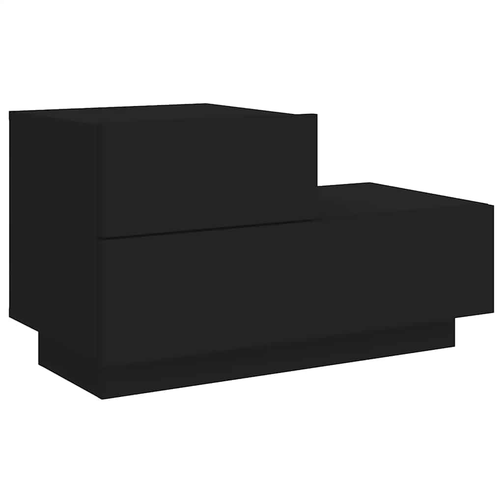 vidaXL Bedside Cabinet with LED Lights Black 70x36x40,5 cm