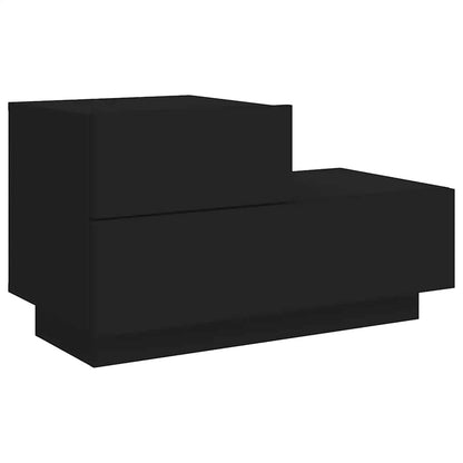 vidaXL Bedside Cabinet with LED Lights Black 70x36x40.5 cm