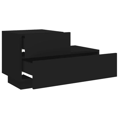 vidaXL Bedside Cabinet with LED Lights Black 70x36x40,5 cm