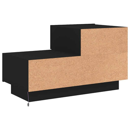 vidaXL Bedside Cabinet with LED Lights Black 70x36x40,5 cm