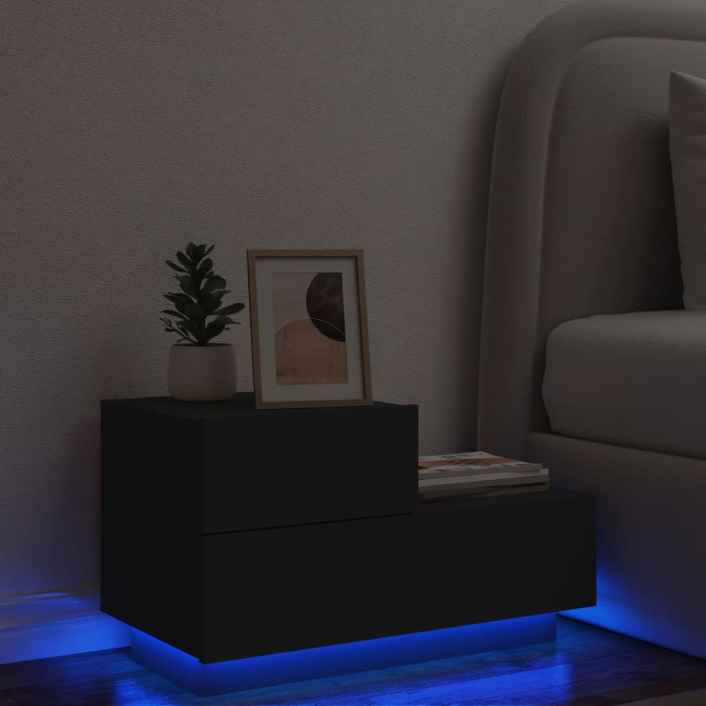 vidaXL Bedside Cabinet | Black | Engineered wood | Bedside Cabinet | Rectangular