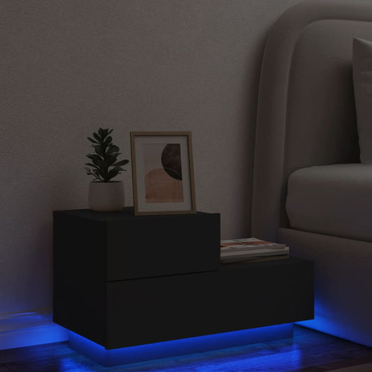 vidaXL Bedside Cabinet | Black | Engineered wood | Bedside Cabinet | Rectangular