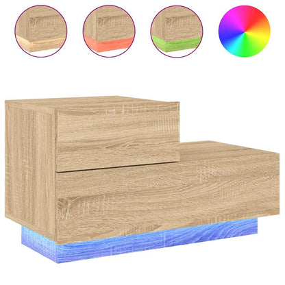 vidaXL Bedside Cabinet with LED Lights Sonoma Oak 70x36x40,5 cm