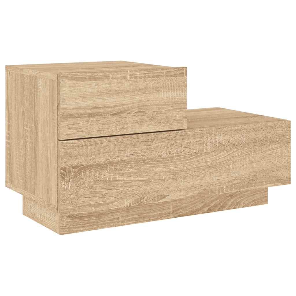 vidaXL Bedside Cabinet with LED Lights Sonoma Oak 70x36x40,5 cm