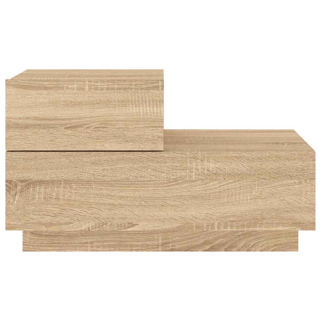 vidaXL Bedside Cabinet with LED Lights Sonoma Oak 70x36x40.5 cm