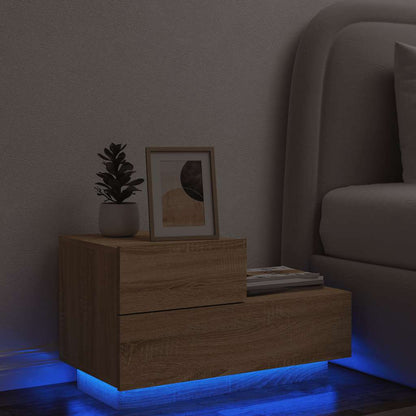 vidaXL Bedside Cabinet with LED Lights Sonoma Oak 70x36x40,5 cm