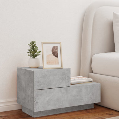 vidaXL Bedside Cabinet with LED Lights Concrete Grey 70x36x40.5 cm