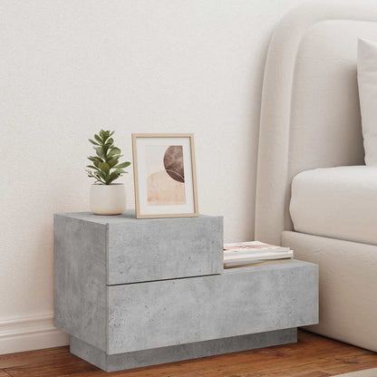 vidaXL Bedside Cabinet with LED Lights Concrete Grey 70x36x40,5 cm