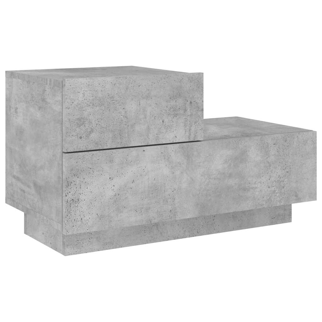 vidaXL Bedside Cabinet with LED Lights Concrete Grey 70x36x40,5 cm