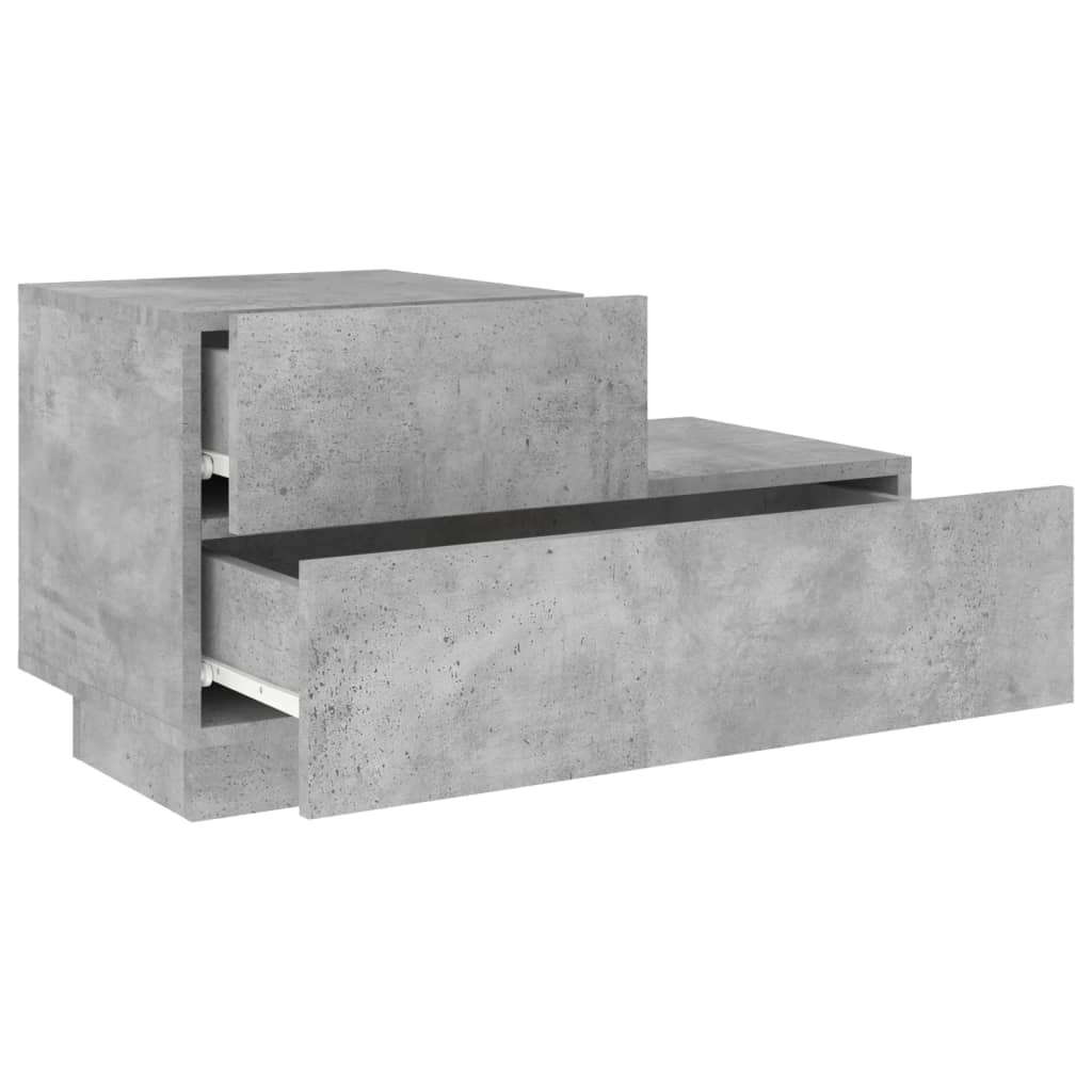 vidaXL Bedside Cabinet with LED Lights Concrete Grey 70x36x40.5 cm