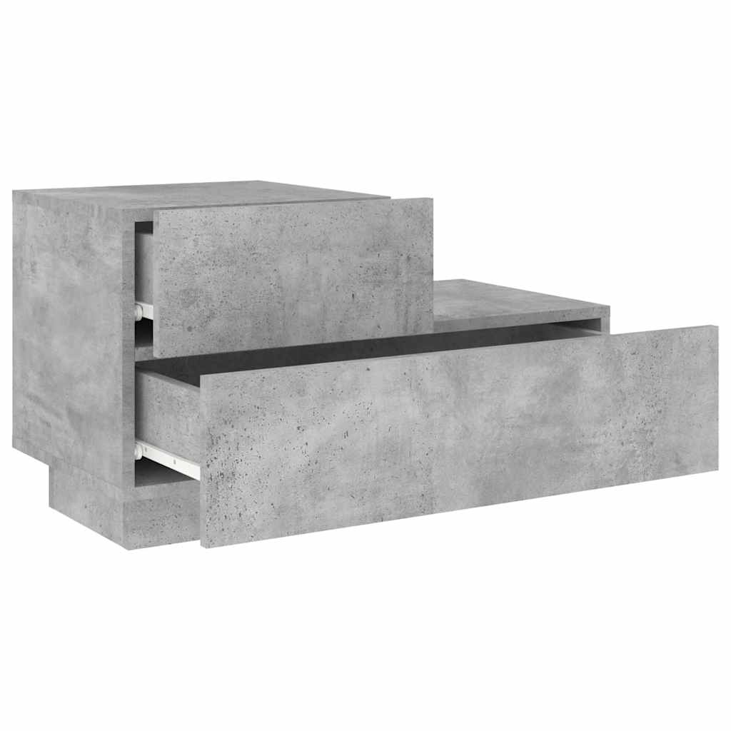 vidaXL Bedside Cabinet with LED Lights Concrete Grey 70x36x40.5 cm