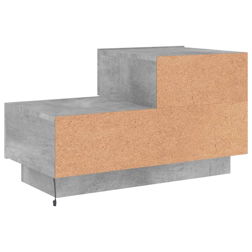 vidaXL Bedside Cabinet with LED Lights Concrete Grey 70x36x40.5 cm