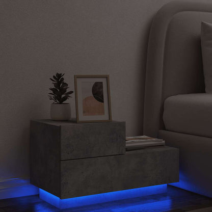 vidaXL Bedside Cabinet with LED Lights Concrete Grey 70x36x40.5 cm